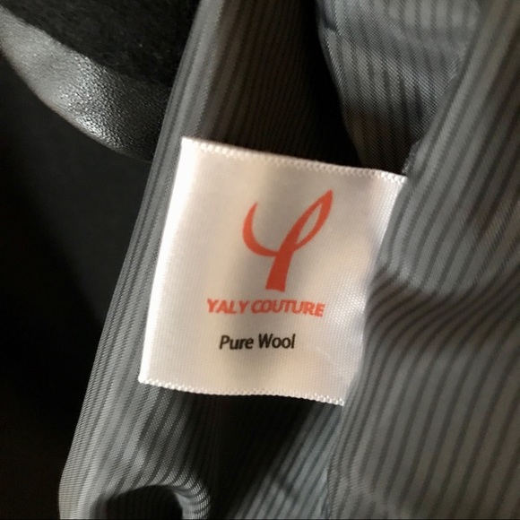 Custom Designed & Tailored Wool / Leather Coat, Size S - Picture 11 of 14